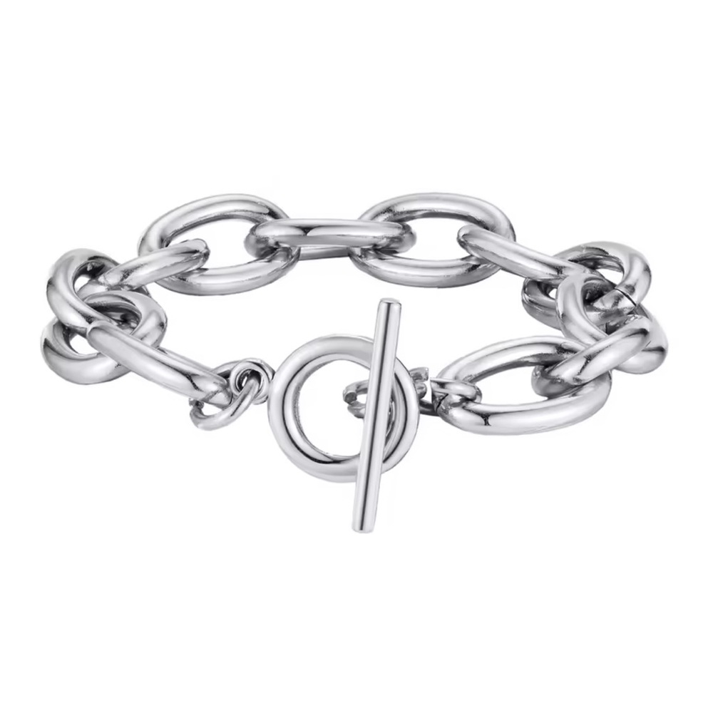 Chunky Silver Bold Toggle Bracelets Stainless Steel
